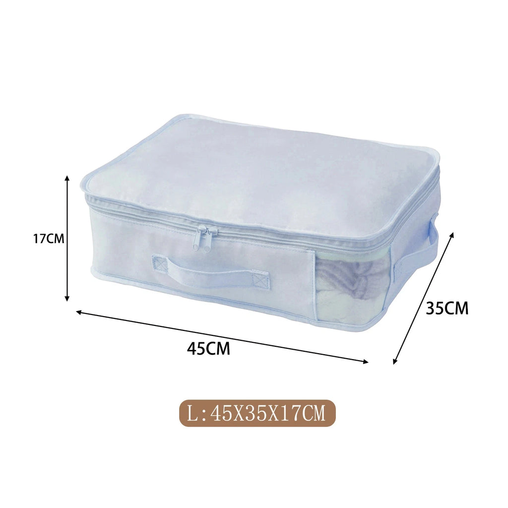 Large Foldable Blanket Storage Bag – Clear Window & Handle Blanket Storage Bag SPOT Blue 40x35x17cm