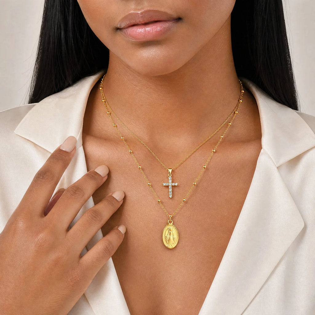 18K Gold Virgin Mary Pendant Necklace – Catholic Gift for Women Pendant Necklace SPOT