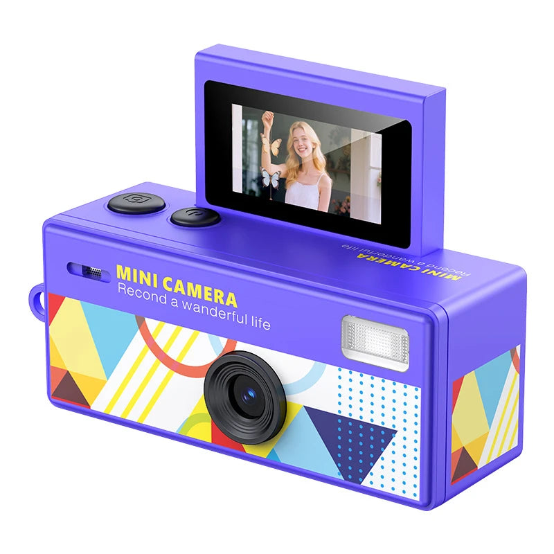 DIXSG Retro Mini CCD Vlog Camera 1080P HD Flip Screen Mini Digital Camera SPOT Purple