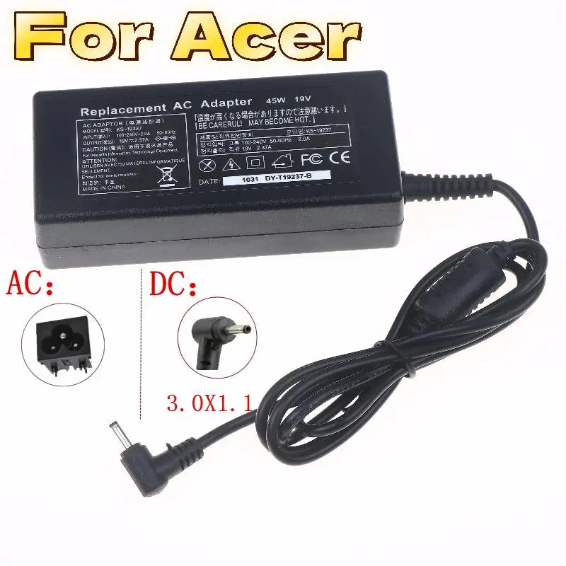 Acer Laptop Charger 19V 2.37A 45W 3.0x1.1mm Power Adapter Laptop Power Adapter SPOT Default Title