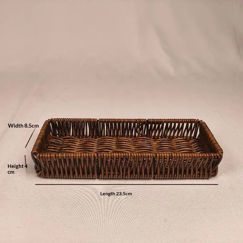Faux Rattan Woven Storage Basket – Waterproof Serving Tray Woven Storage Basket SPOT A1