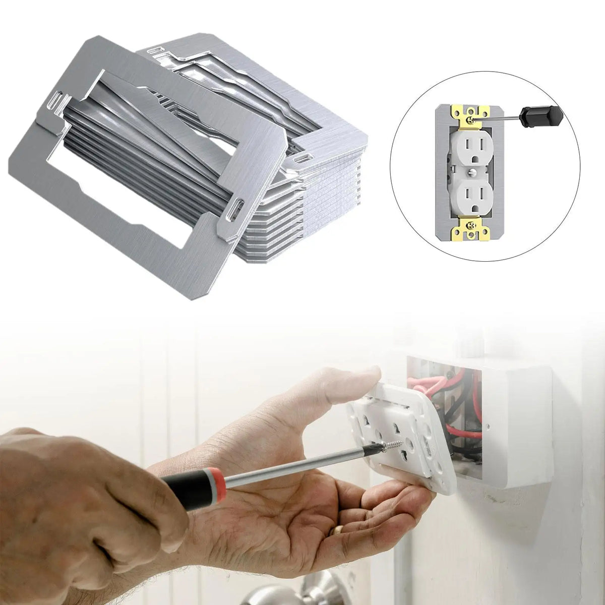 10-Pack Stainless Steel Outlet Spacers & Wall Plate Shims Outlet Spacer Shims SPOT