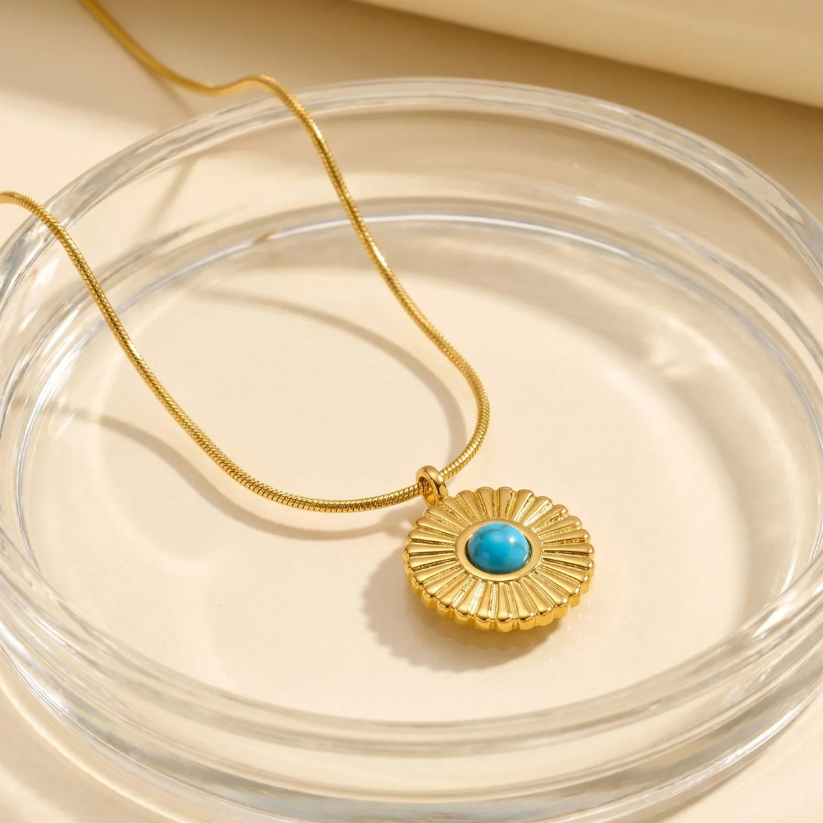 Women's Turquoise Evil Eye Sunflower Pendant Necklace Pendant Necklace SPOT