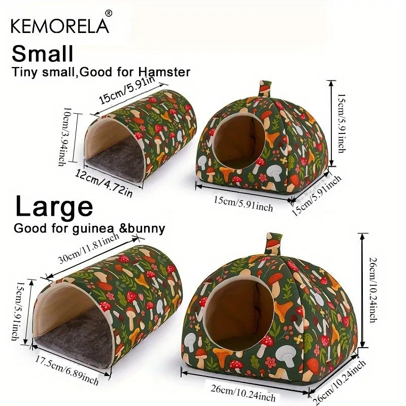 2-Pack Glitter Mushroom Guinea Pig Hideout & Tunnel Pet Bed Small Pet Hideout SPOT
