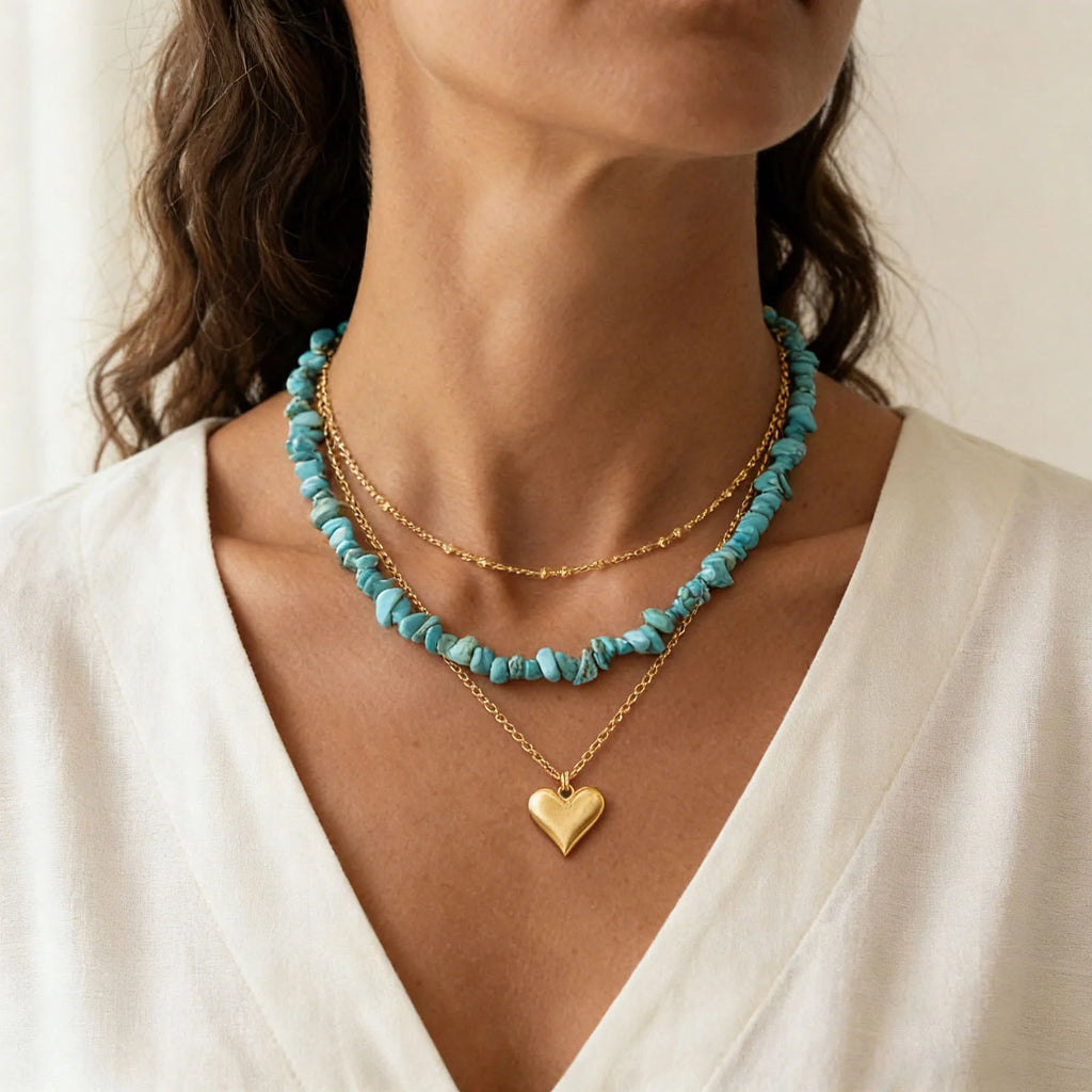 Turquoise Crystal Beaded Choker Necklace – Bohemian Women's Beaded Choker Necklace SPOT