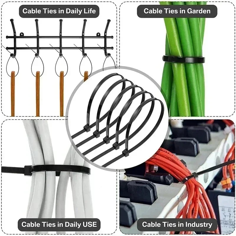 100/500-Pack Nylon Cable Ties – Reusable Self-Locking Zip Ties Nylon Cable Ties SPOT