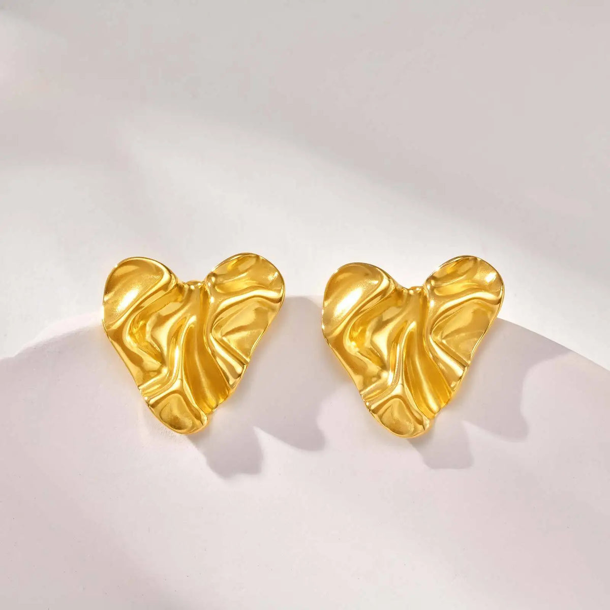 Textured Heart Stud Earrings for Women – Gold Geometric Stud Earrings SPOT Default Title