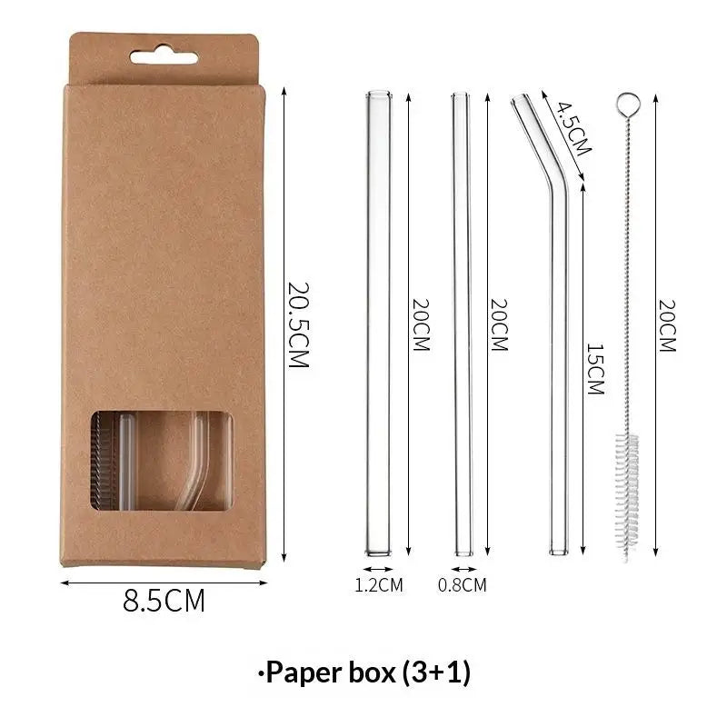 Reusable Borosilicate Glass Straws Set with Cleaning Brush Glass Drinking Straws SPOT A2