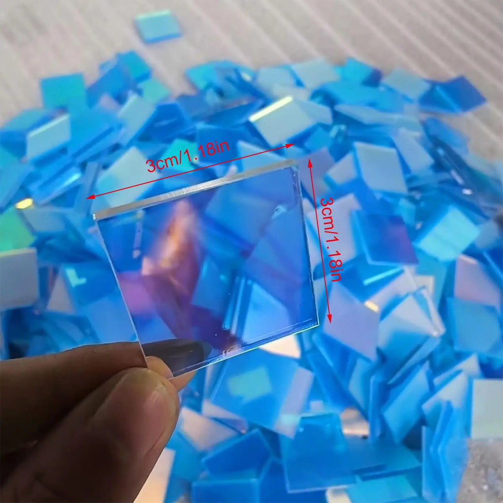 Rainbow Holographic Acrylic Squares – Iridescent Craft Sheets Acrylic Craft Tiles SPOT