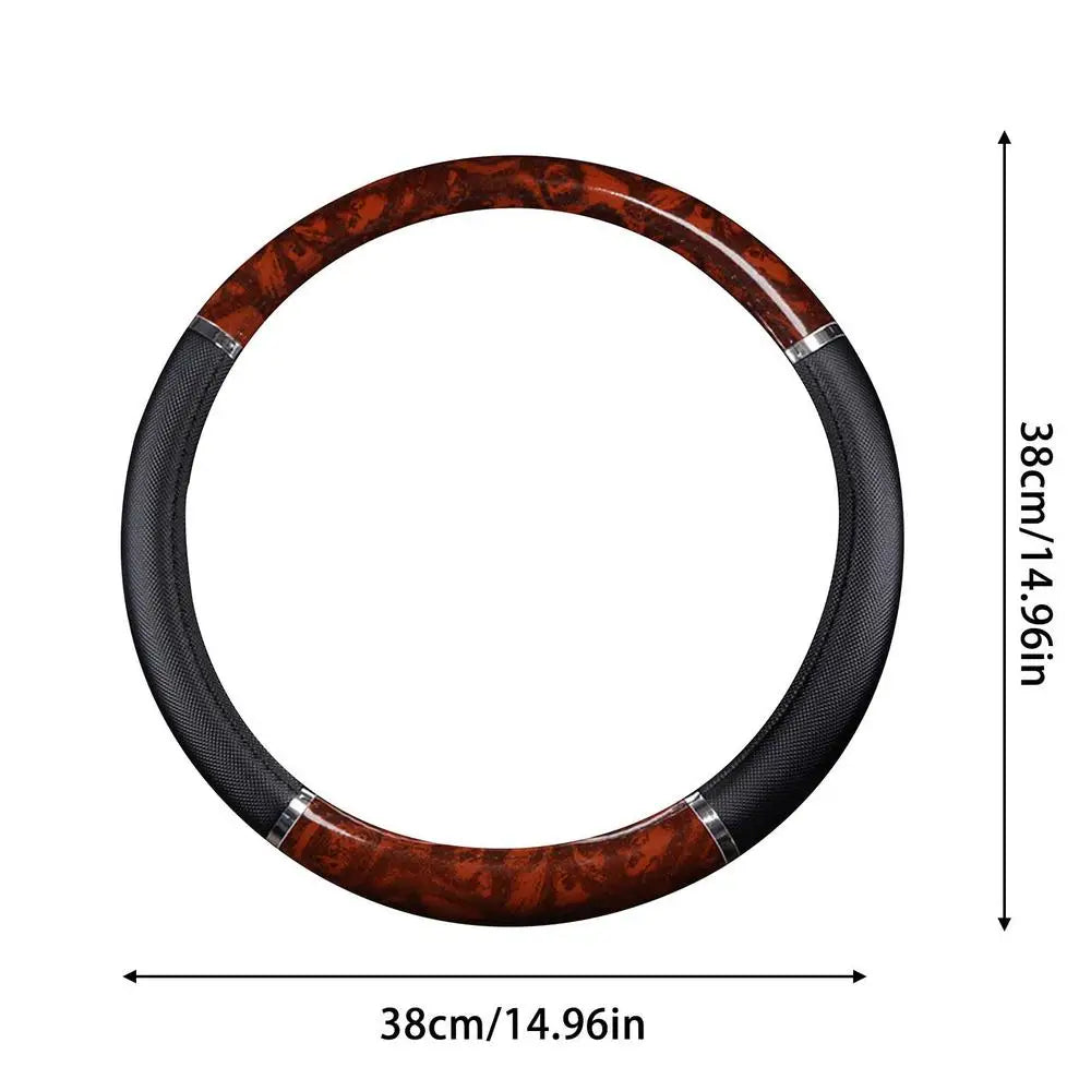 Universal 38cm Wood Grain Steering Wheel Cover – Anti-Slip Steering Wheel Cover SPOT B