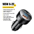 Essager 120W GaN Car Charger – 3-Port QC4.0 PD Fast Charging Car Charger SPOT Black