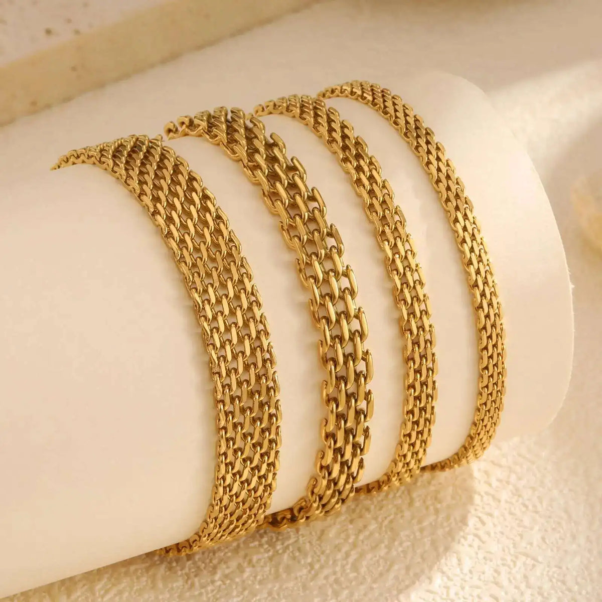 Meaeguet Gold Plated Mesh Link Chain Bracelet for Women Chain Link Bracelet SPOT