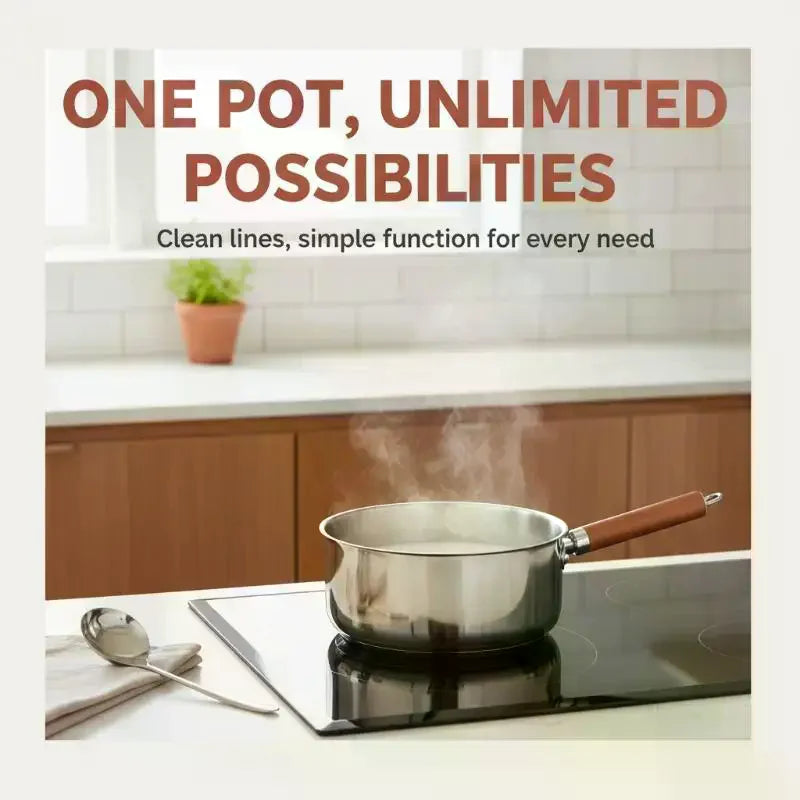 Stainless Steel Mini Saucepot with Lid, Spoon & Wood Handle Mini Saucepot SPOT