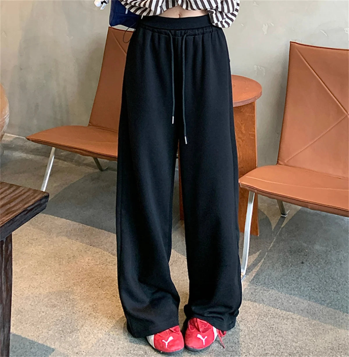 Women's High Waist Wide Leg Drawstring Pants | Casual Trousers Wide Leg Trousers SPOT
