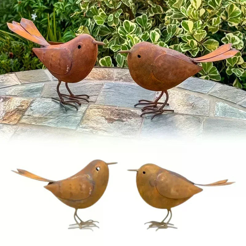Rustic Iron Bird Statues – Outdoor Garden & Yard Sculpture Garden Bird Statue SPOT