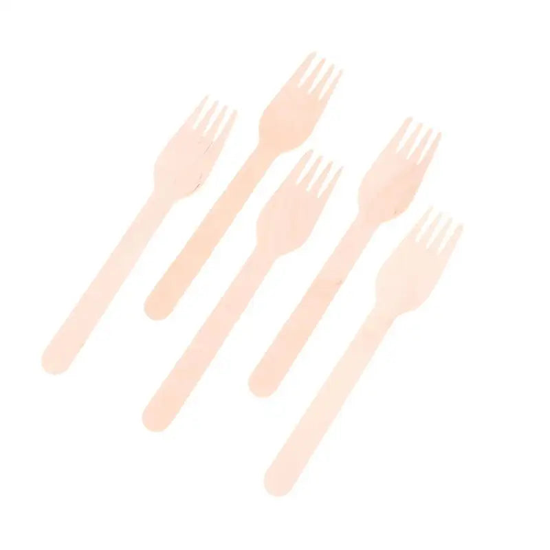 100-Pack Disposable Wooden Forks – Compostable Eco Tableware Disposable Wooden Cutlery SPOT