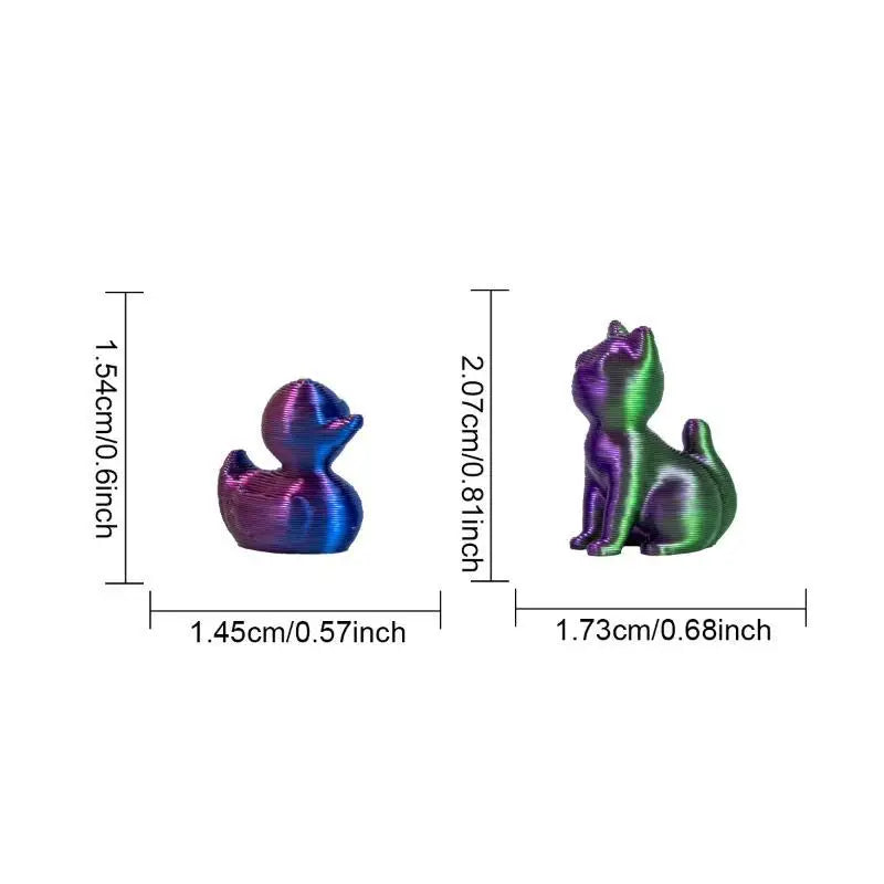 3D Printed Mini Animal Figurines – Vibrant Mixed Color Set Mini Decorative Figurines SPOT
