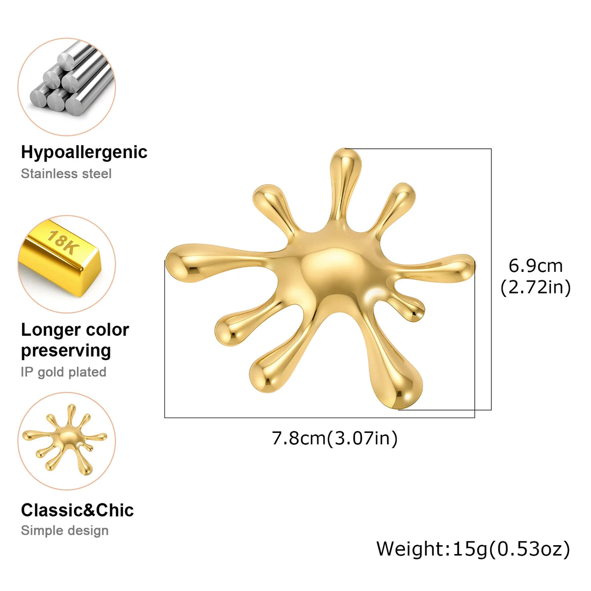 Meaeguet 18K Gold Plated Abstract Brooch Pin for Women Fashion Brooch Pin SPOT