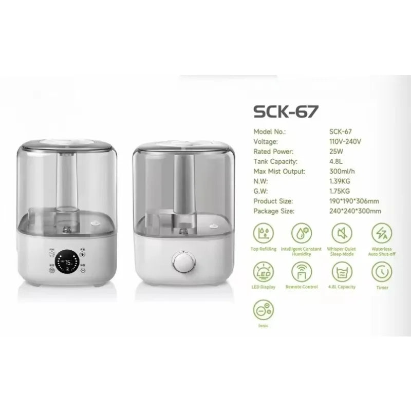 4.8L Ultrasonic Mist Humidifier – Touch & Remote Control Ultrasonic Humidifier SPOT