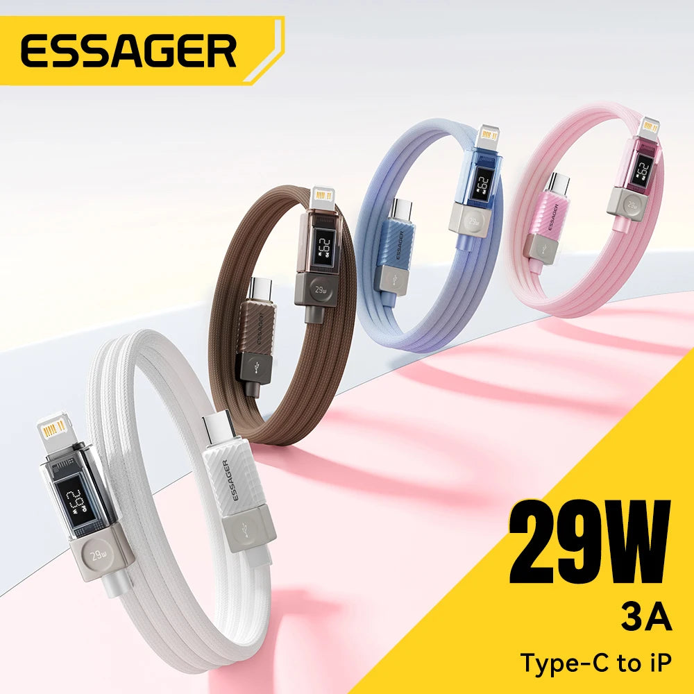 Essager USB-C to Lightning Cable – 29W PD Fast Charge & Display USB Charging Cable SPOT