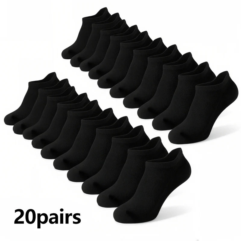 Men's Breathable Mesh Ankle Socks – 10 or 20 Pairs Men's Ankle Socks SPOT One Size 20 pairs of black