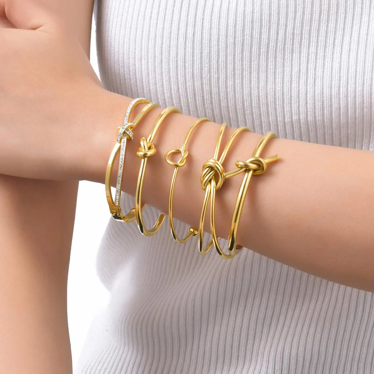 Women's Gold Knot Open Cuff Bangle – Stainless Steel Bracelet Cuff Bangle Bracelet SPOT