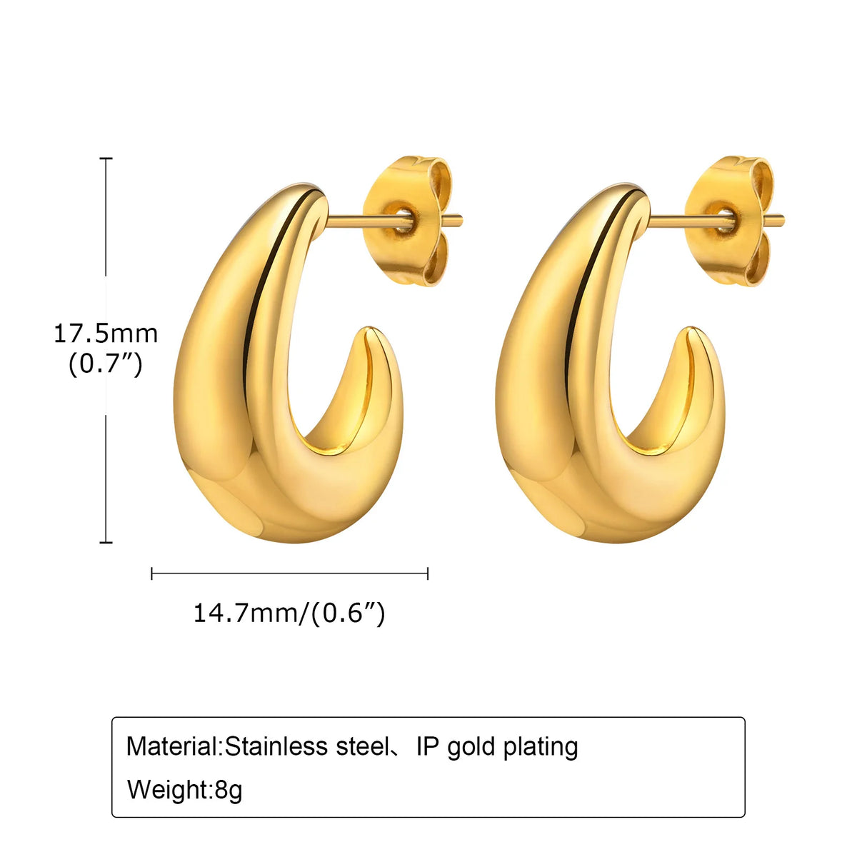 Women's 18K Gold Heart Hoop Earrings – Stainless Steel Hoop Earrings SPOT EH-616G