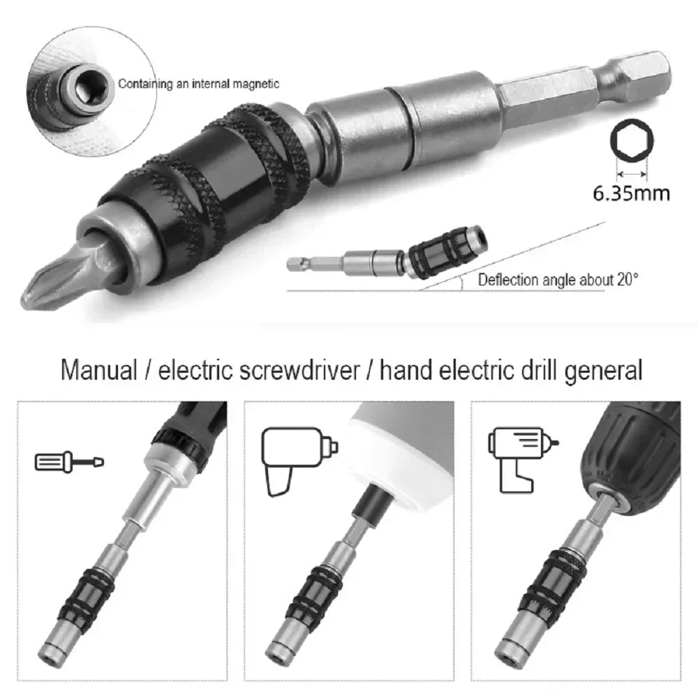 1/4" Hex Pivoting Magnetic Bit Holder – Quick-Change Extension Magnetic Bit Holder SPOT
