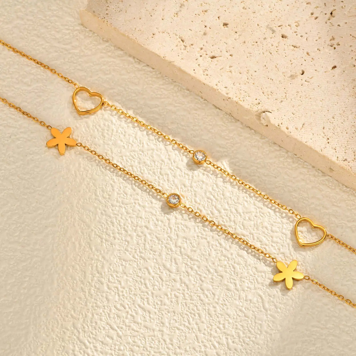 Meaeguet Zirconia Heart Flower Choker Necklace | Gold Chain Choker Necklace SPOT