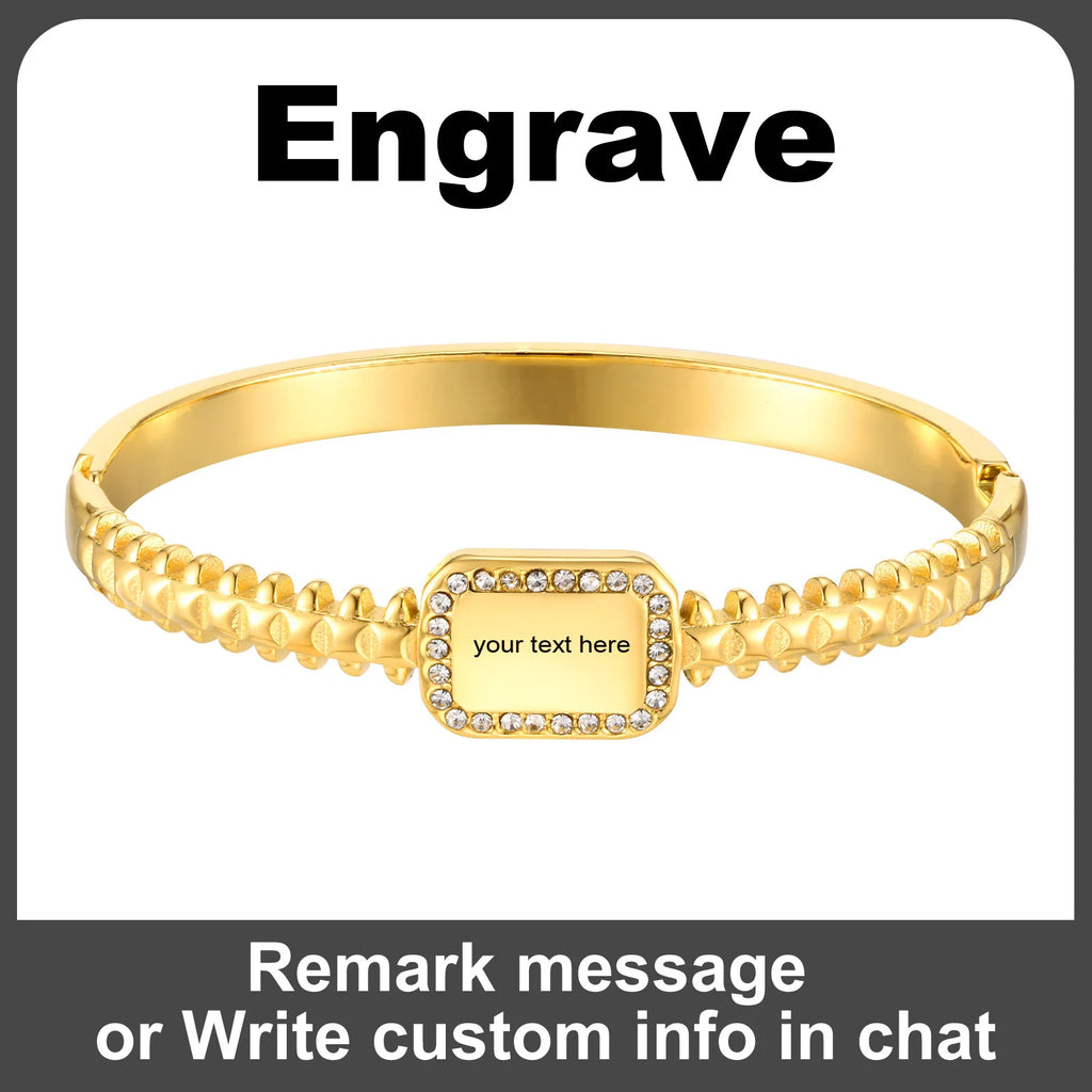 Personalized Initial Bracelet – Zirconia Stainless Steel Bangle Personalized Bracelet SPOT B-614G