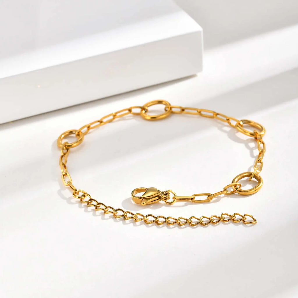Geometric Stainless Steel Stack Chain Bracelet for Women Chain Link Bracelet SPOT
