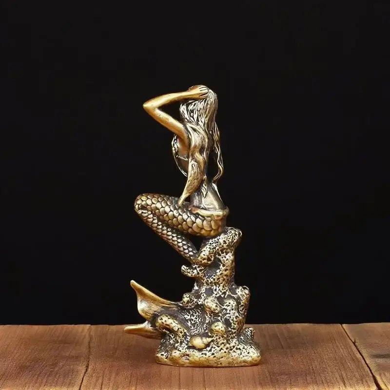 Mini Brass Mermaid Figurine Statue – Home Décor & Gift Decorative Figurine SPOT