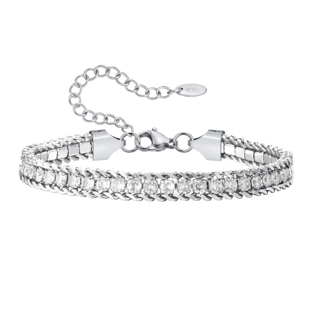 Iced Out Tennis Bracelet – 5A CZ Gold Stainless Steel Women Tennis Bracelet SPOT BR-1534SW