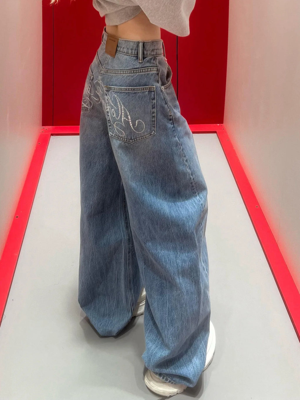 Women's Y2K Gradient Wide Leg Jeans – High Waist Streetwear Wide Leg Jeans SPOT