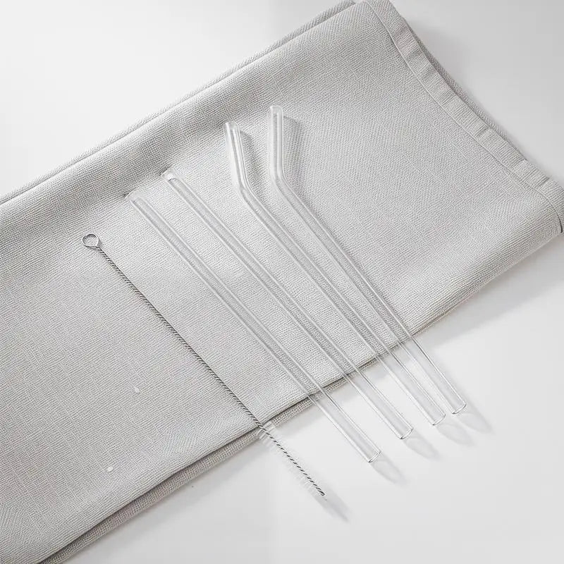 Reusable Borosilicate Glass Straws Set with Cleaning Brush Glass Drinking Straws SPOT