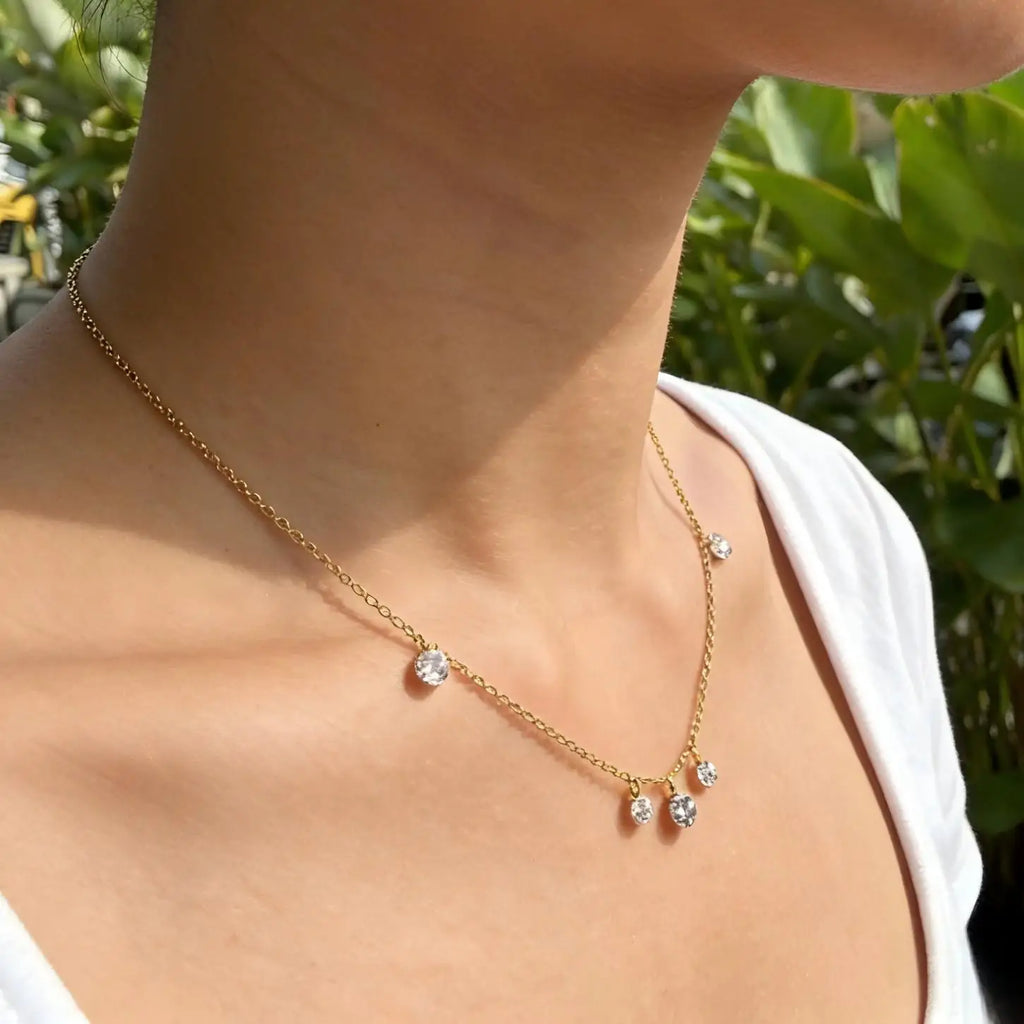 Cubic Zirconia Solitaire Pendant Necklace – 18K Gold Plated Pendant Necklace SPOT