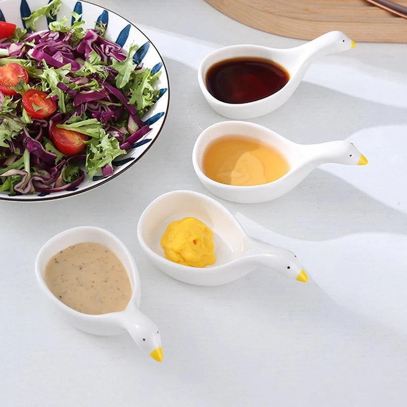 Cartoon Goose & Rabbit Mini Dipping Dish – Kids Tableware Mini Serving Dish SPOT