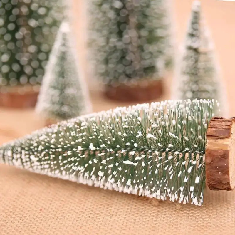 Mini Frosted Artificial Christmas Tree – Wooden Base Tabletop Artificial Christmas Tree SPOT