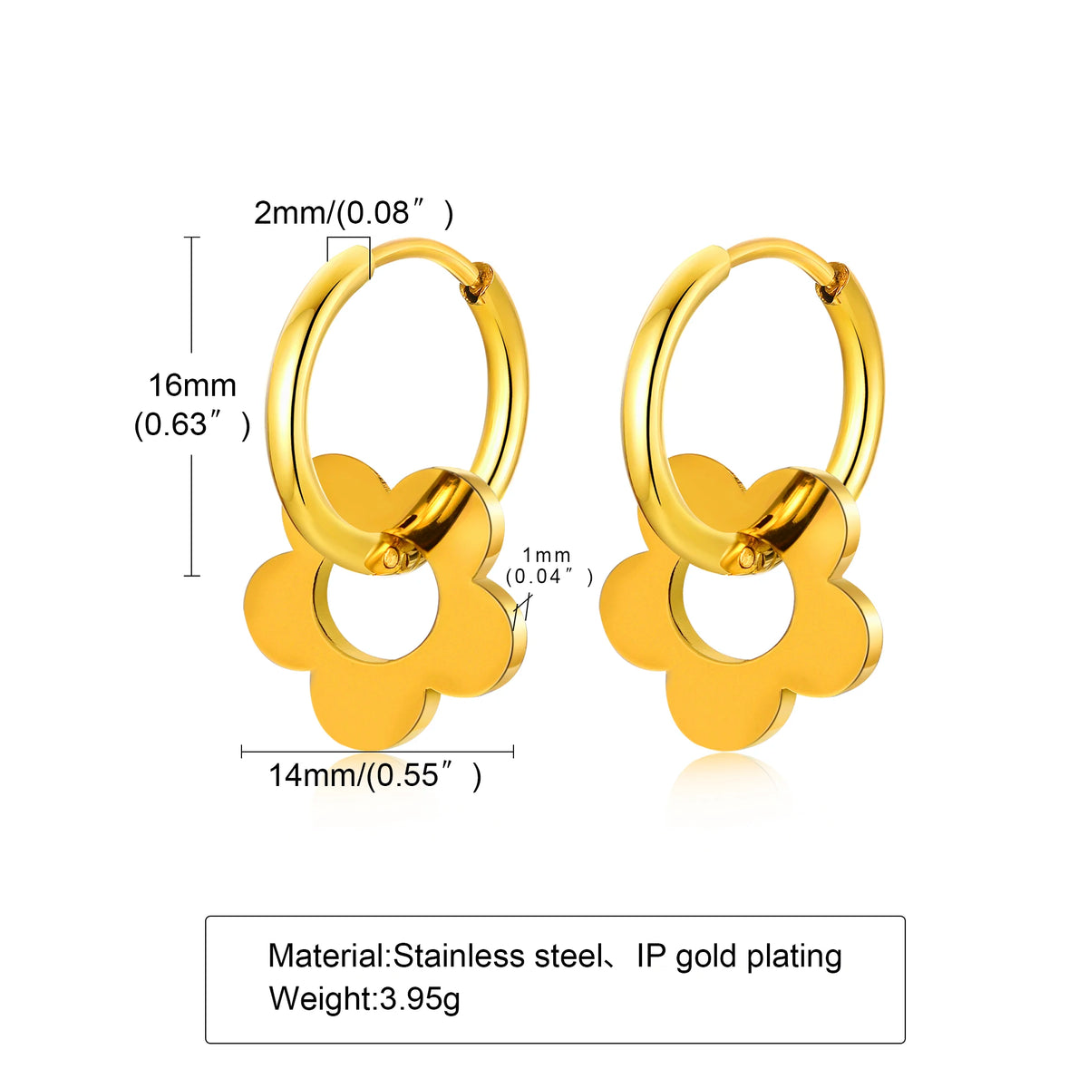 Flower Huggie Hoop Earrings – Hypoallergenic Gold Stainless Steel Huggie Hoop Earrings SPOT