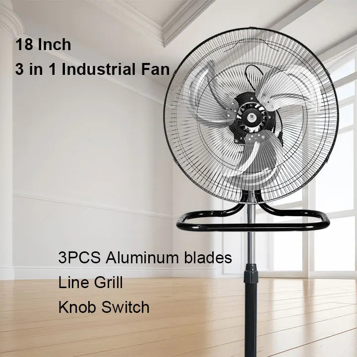 Modern 3-Blade Oscillating Metal Fan – Adjustable Height Oscillating Electric Fan SPOT