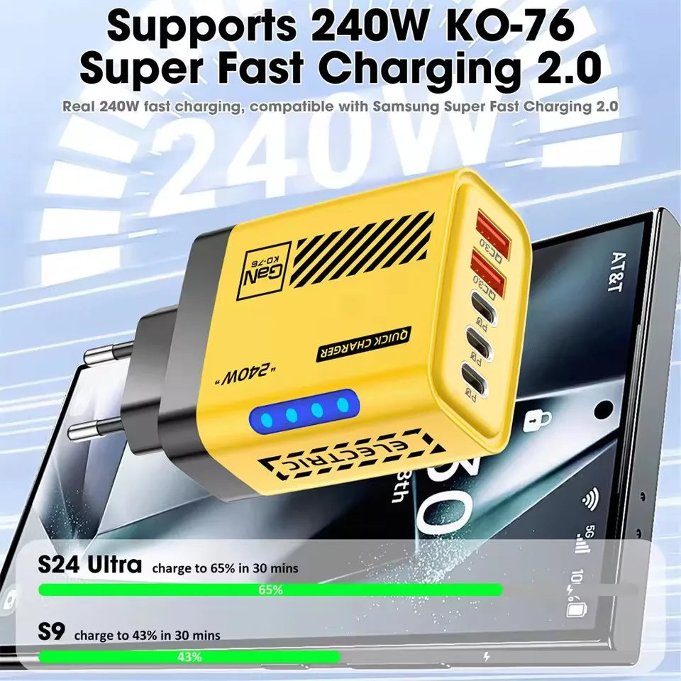 240W GaN 5-in-1 Fast Wall Charger – 3 USB-C & 2 USB-A GaN Wall Charger SPOT