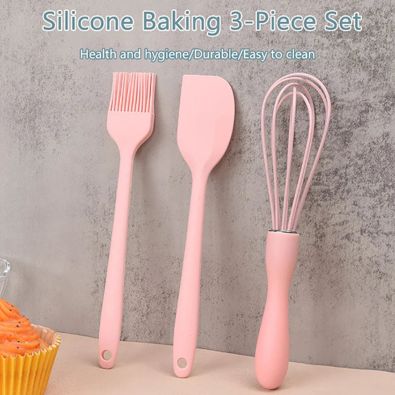 3-Piece Silicone Baking Set – Spatula, Egg Whisk & Pastry Brush Silicone Baking Set SPOT