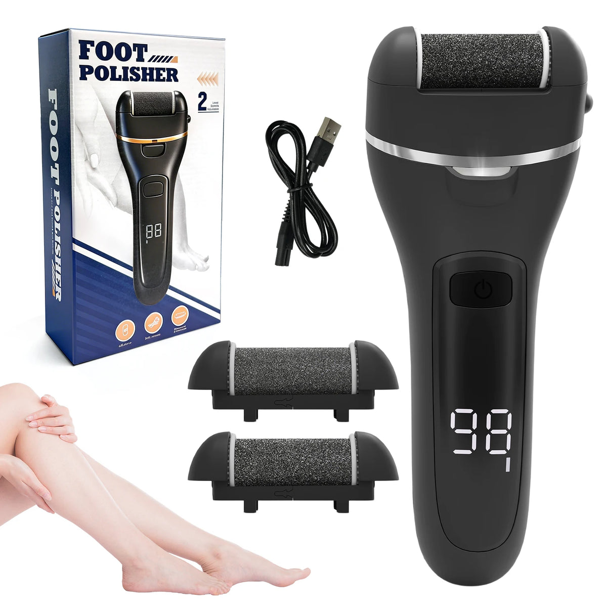 USB Rechargeable Electric Callus Remover – Pedicure Tool Electric Callus Remover SPOT black No plug