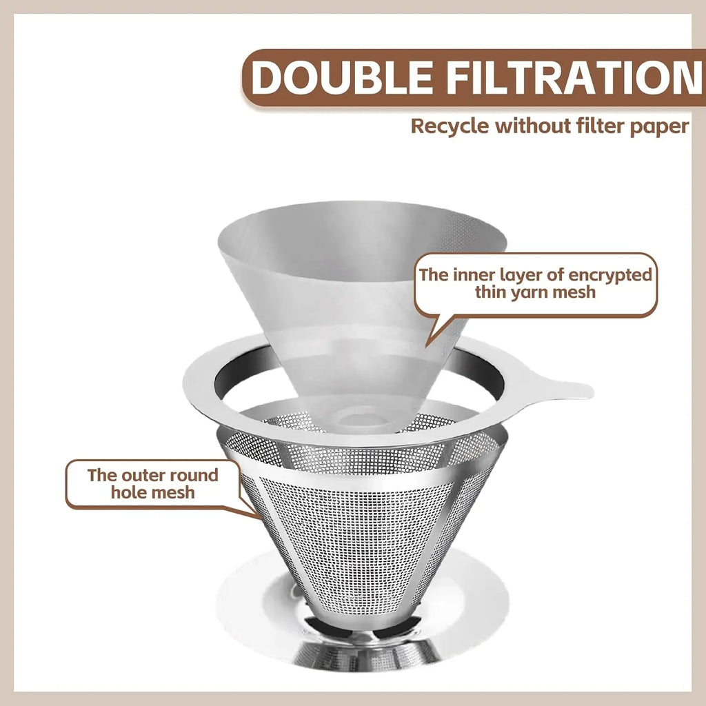 Double Layer Stainless Steel Pour Over Coffee Filter & Dripper Coffee Filter Dripper SPOT