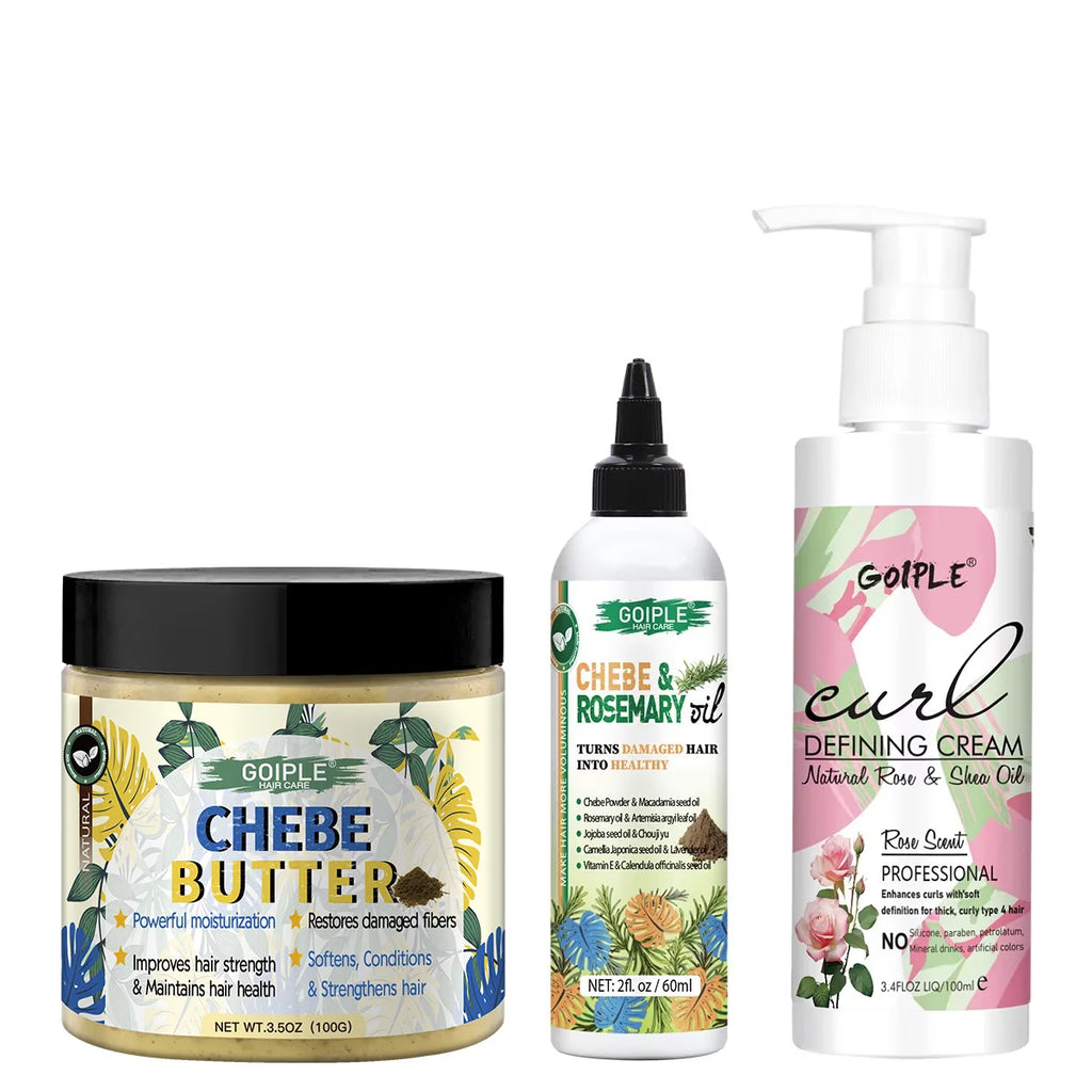 GOIPLE Chebe Butter Hair Mask & Curl Cream Set – 3pc Hair Care Set SPOT Default Title