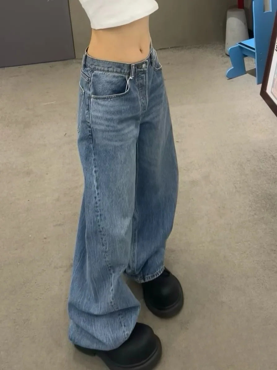 Women's Y2K Gradient Wide Leg Jeans – High Waist Streetwear Wide Leg Jeans SPOT