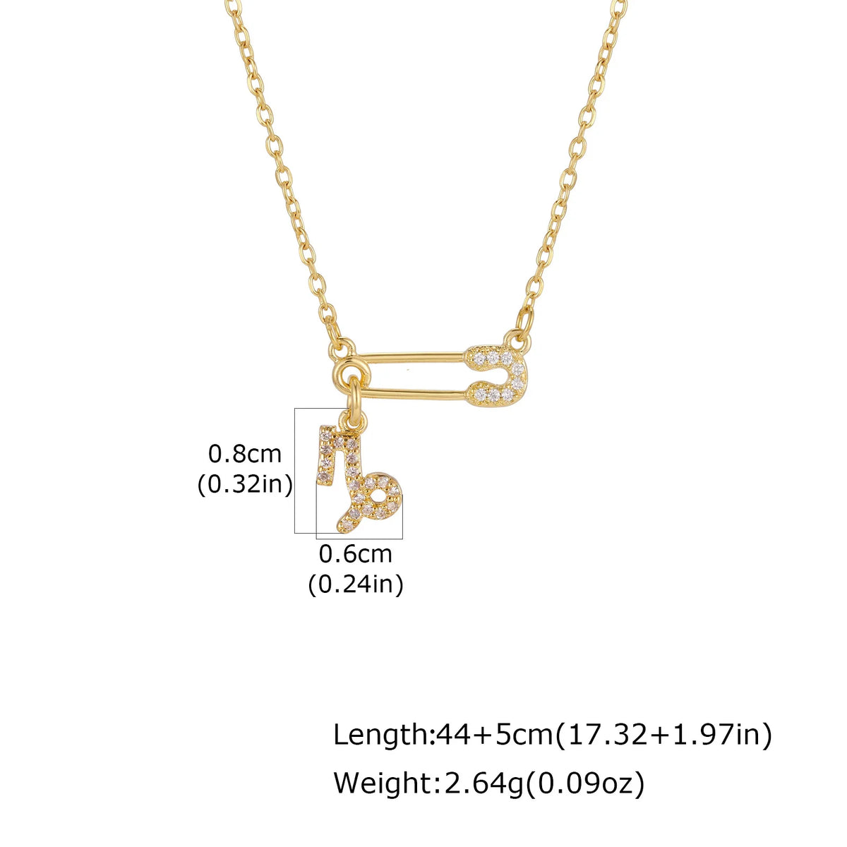 Zodiac CZ Pendant Necklace – Gold Plated Stainless Steel Pendant Necklace SPOT Capricorn-10