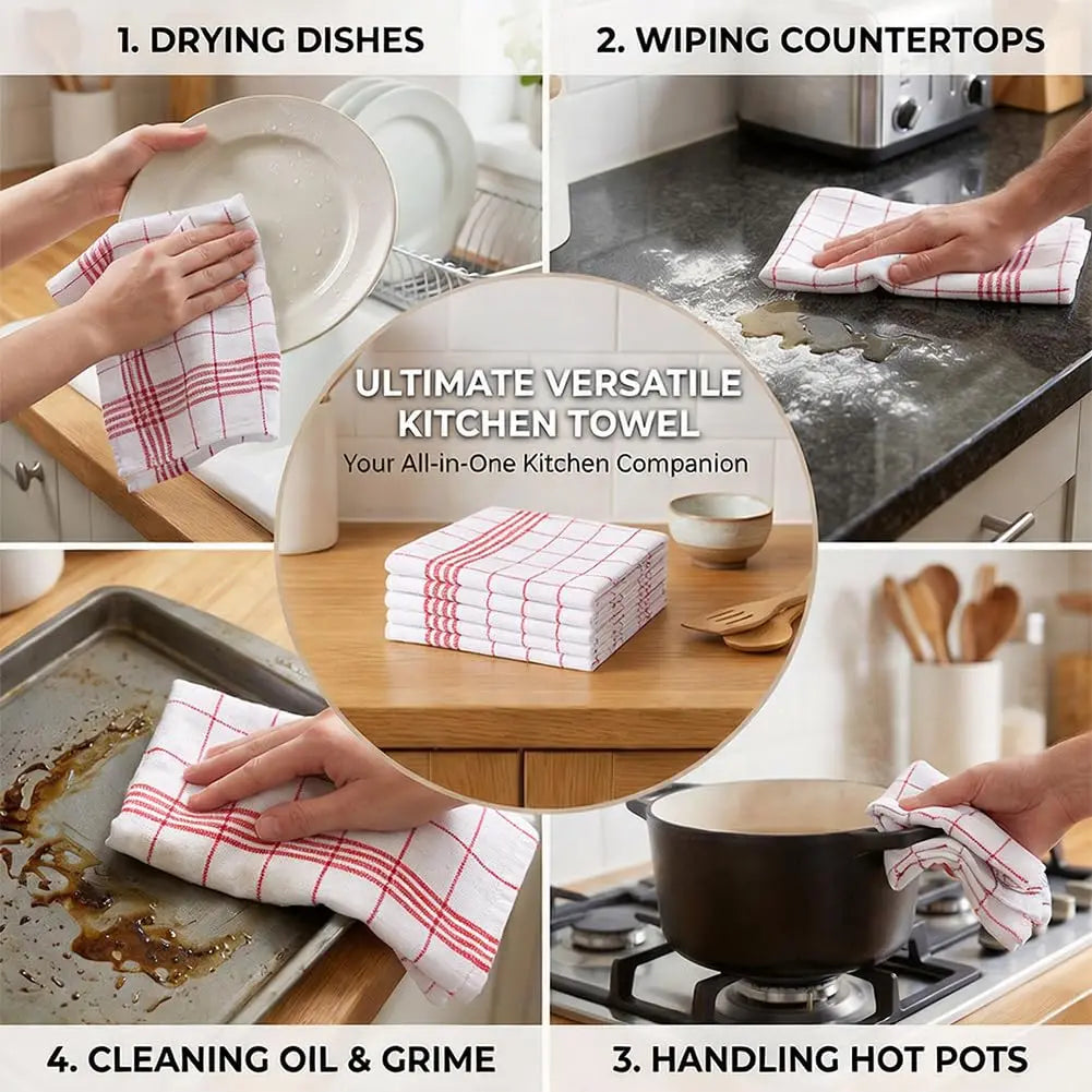 Yarn-Dyed Plaid Cotton Tea Towels 6-Pack | Kitchen Dish Cloths Kitchen Tea Towels SPOT
