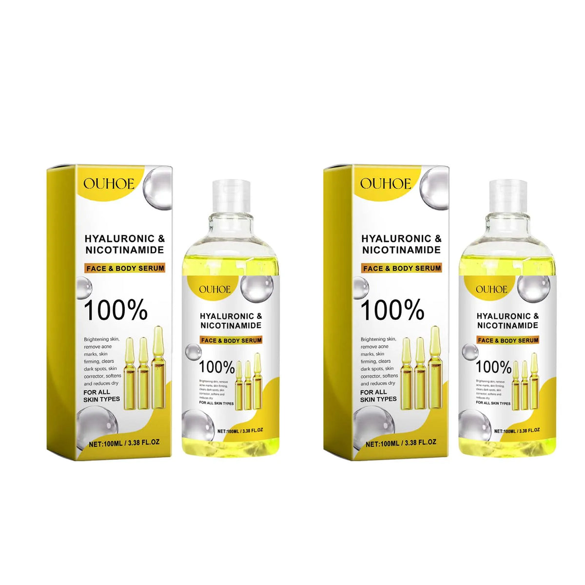 Hyaluronic Acid & Nicotinamide Face Serum – Brightening 100ml Facial Serum SPOT 2 x 100ml Boxed