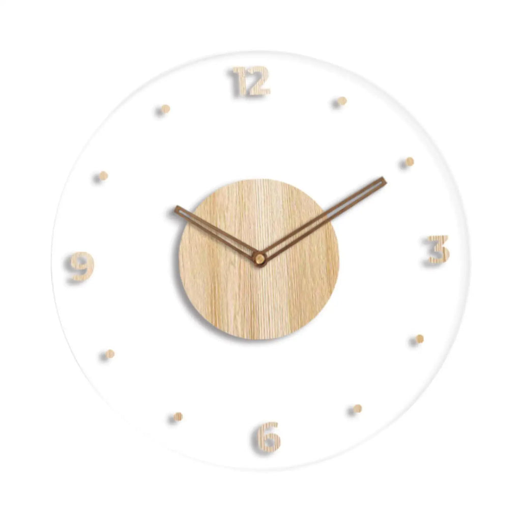 Transparent Acrylic Wall Clock – Silent & Nordic Round Design Decorative Wall Clock SPOT Light Brown 40cm